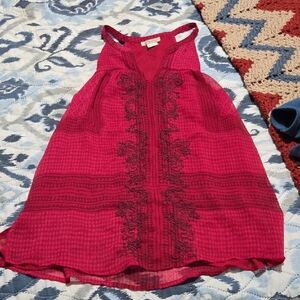 Lucky Brand Red Embroidered Tank Top